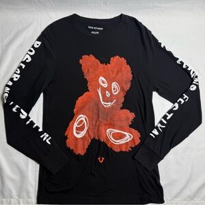 True Religion Shirt Mens XS Black Long Sleeve Rosecrans Festival Music Tour Bear